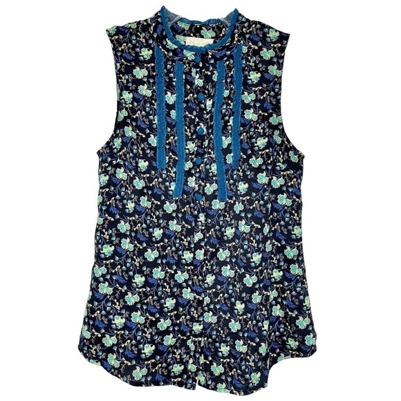 Modcloth Tops - ModCloth Sleeveless Printed Floral High Neck Button Down Blouse Size S
